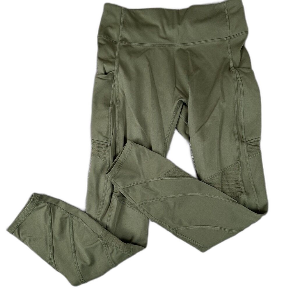 Fabletics Anywhere High Waisted 7/8 Moto Leggings Green Running Activewear Yoga